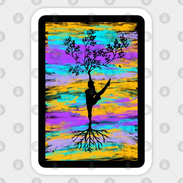 Dancing Tree Silhouette Sticker by elfinova